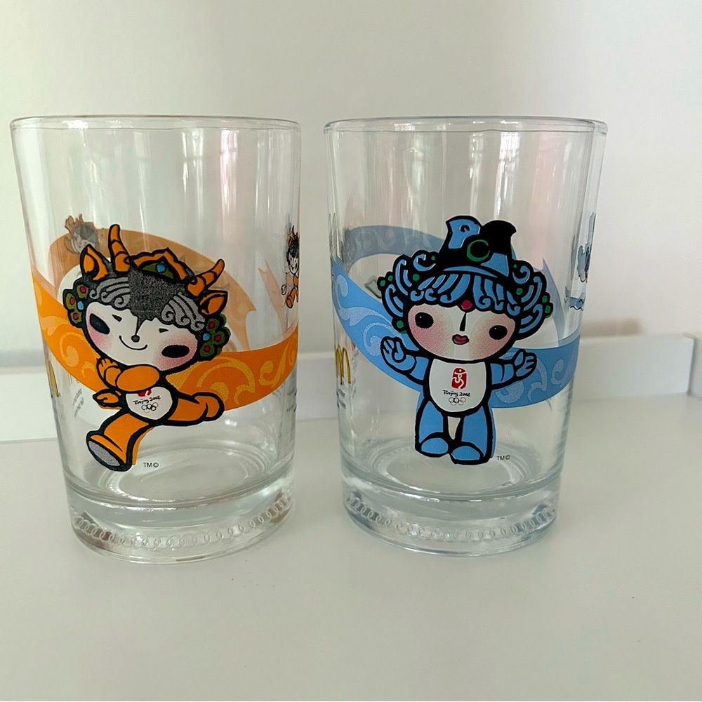 McDonald’s Beijing 2008 Olympics Collectible Glasses  Set of 2 16oz